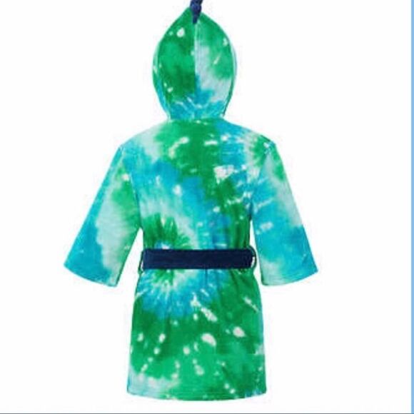 Saint Eve Kids' Beach Cover Up, Dino Green Tye Dye Small 7/8 - Picture 2 of 6
